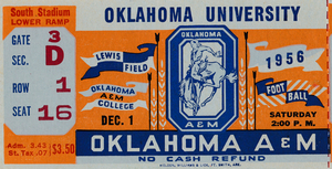 1956 Oklahoma Sooners vs. Oklahoma A&M Cowboys Football Ticket Art