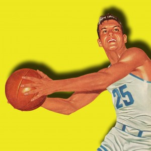 1956 Basketball Art Yellow Sports Art