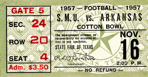 1957 Arkansas Razorbacks vs. SMU Mustangs | Row 1