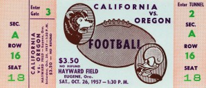 1957 california oregon ducks college football ticket stub reproduction print