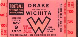 1957 drake wichita kansas college football ticket wall art