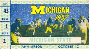 1957 michigan wolverines msu spartans football ticket stub art