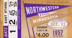 1957 Northwestern vs. Minnesota Football Ticket Art