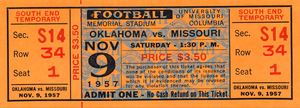 1957 Oklahoma Sooners at Missouri Tigers 