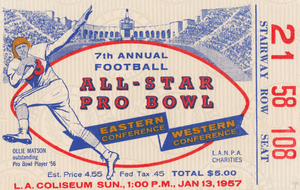1957 Pro Bowl Football Ticket Canvas