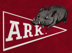 1958 Arkansas Razorback Vintage Pennant Art