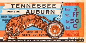 1958 Auburn Tigers vs. Tennessee Vols