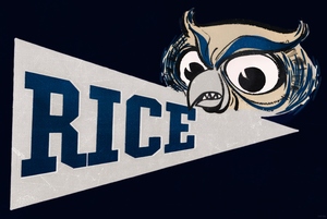 1958 Rice Owl Pennant Art