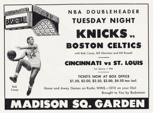 1958 Boston Celtics vs. New York Knicks Ticket Advertisement