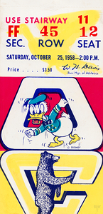 1958 Oregon Ducks vs. Cal Bears Ticket Art