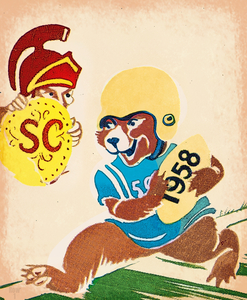 1958 UCLA vs. USC Football Cartoon Art