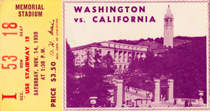 1959 Washington vs. California Football Ticket Wood Print