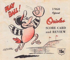 1960 baltimore orioles baseball score card art baseball poster