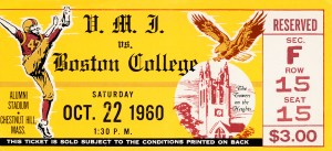 1960 boston college eagles ticket stub wall art canvas print