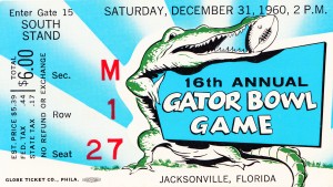 1960 Gator Bowl Football Ticket Art Florida Win