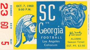 1960 Georgia vs. USC Football Ticket Canvas