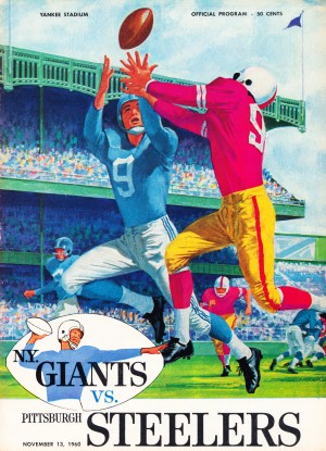 1960 new york giants program cover print on wood