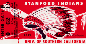 1960 Stanford Indians vs. USC Trojans Ticket Art