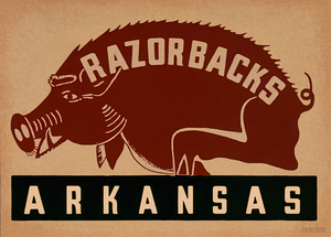 Vintage Arkansas Razorback Wall Art