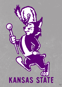 Vintage Kansas State Wildcat Cartoon Drum Major Art