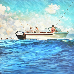 1960s fishing art
