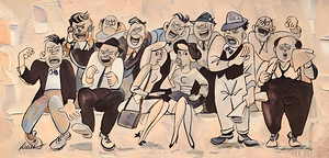 1960s sports fans cartoon art