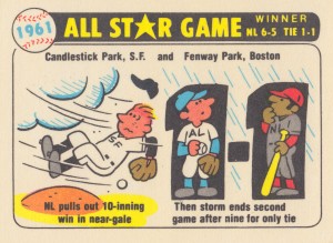 1961 MLB Baseball All Star Game Cartoon Art Poster