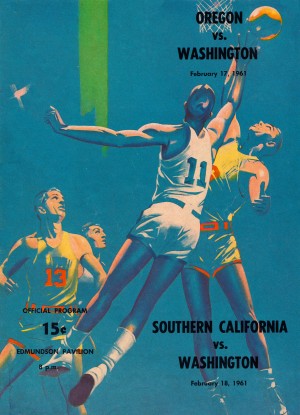 1961 Vintage Washington Huskies Basketball Art
