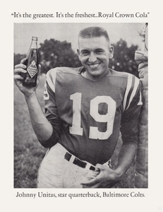 1961 Baltimore Colts Johhny Unitas RC Cola Ad Poster
