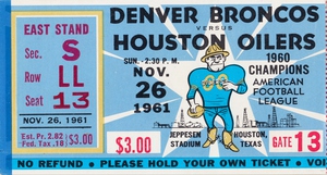 1961 Houston Oilers Football Ticket Canvas Art