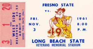 1961 long beach state fresno state football ticket art