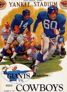 1961 New York Giants vs. Dallas Cowboys Program Art