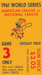 1961 World Series Cincinnati Reds Ticket Art