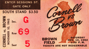 1962 Cornell vs. Brown Football Ticket Stub Canvas Art