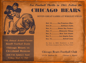 1962 Chicago Bears Vintage Football Art
