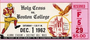 1962 holy cross boston college football ticket stub wall art