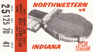 1963 Indiana Hoosiers vs. Northwestern Wildcats Football Ticket Art