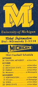 1963 Michigan Football Schedule Art