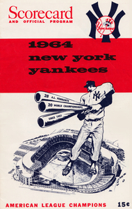 1964 New York Yankees Scorecard Metal Sign