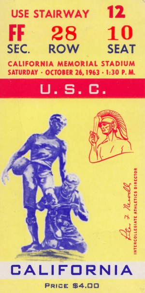1963 USC vs. California Football Ticket Metal Print