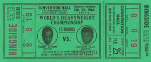 1964 Cassius Clay vs. Sonny Liston Boxing Ticket Stub Print
