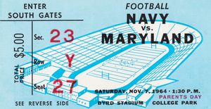 1964 Navy vs. Maryland Football Ticket Art