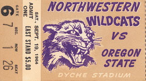 1964 Northwestern vs. Oregon State Football Ticket Canvas
