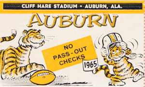 1965 Auburn Football Ticket Stub Remix