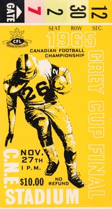 1965 Grey Cup Football Ticket Stub Canvas