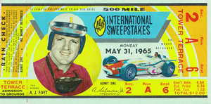1965 Indy 500 Ticket Stub Canvas Art
