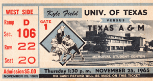 1965 Texas A&M vs. Texas Football Ticket Art