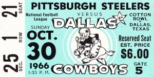 1966 Dallas Cowboys vs. Pittsburgh Steelers Football Ticket Art