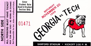 1966 georgia bulldogs football ticket student gate
