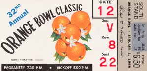 1966 Orange Bowl Alabama vs. Nebraska